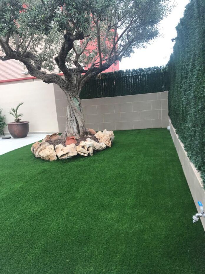 Servicios jardinería Castellón de JardiART realizando mantenimiento, poda y cuidado de jardines